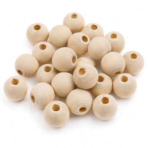250 holzperlen 14mm natur - holzperlen, rund